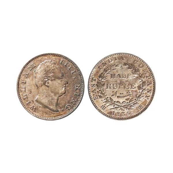 William IIII King, Silver 1/2 Rupee, 1835, Bombay Mint