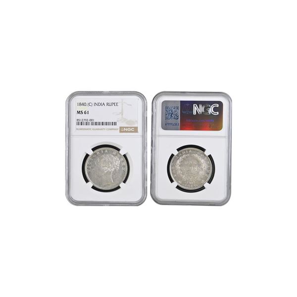 Victoria Queen, CL, Silver Rupee, 1840, Calcutta Mint, Graded By NGC MS 61.