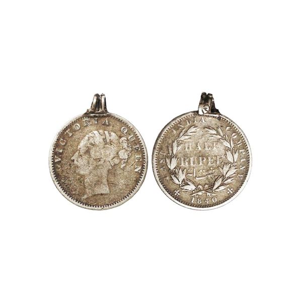 Victoria Queen, CL, Silver ½ Rupee, 1840, Mule, Calcutta Mint, No