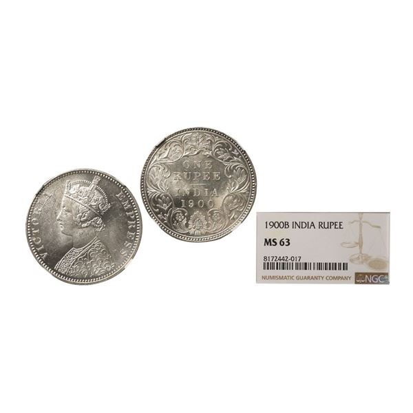 Victoria Empress, Silver Rupee, 1900, Bombay Mint, Obv. A3 / Rev. I, B Incused, Graded By 