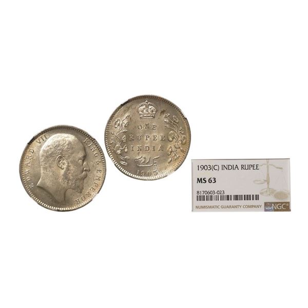 Edward VII King & Emperor, Silver Rupee, 1903, Calcutta Mint. Edward VII King &amp; Empero