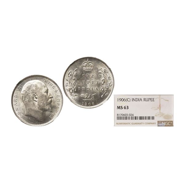 Edward VII King & Emperor, Silver Rupee, 1906, Calcutta Mint. Edward VII King &amp; Empero