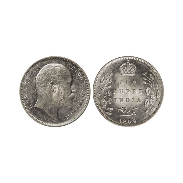 Edward VII King & Emperor, Silver Rupee, 1909, Calcutta Mint. Edward VII King &amp; Empero