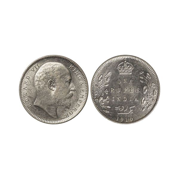 Edward VII King & Emperor, Silver Rupee, 1910, Calcutta Mint. Edward VII King &amp; Empero