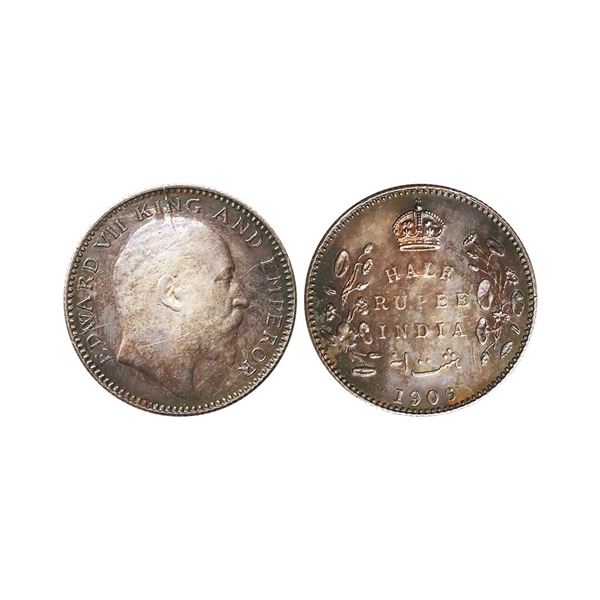 Edward VII King & Emperor, Silver 1/2 Rupee, 1906, Bombay Mint. Edward VII King &amp; Empe