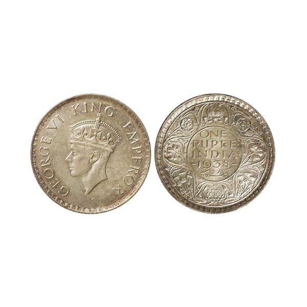 George VI King Emperor, Silver Rupee, 1938, Bombay Mint, Without Mint Mark, UNC, Extremely
