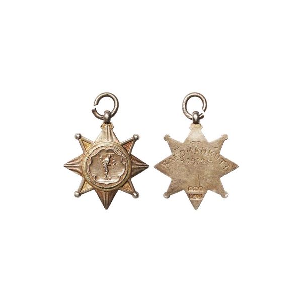 British India, BARDHANKUTI, Silver football Medal, 1910, Depicts a footballer in early 20t