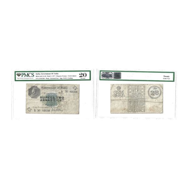 British India,& nbsp;1917,& nbsp;King George V,& nbsp;2& nbsp;Rupees 8 Ann