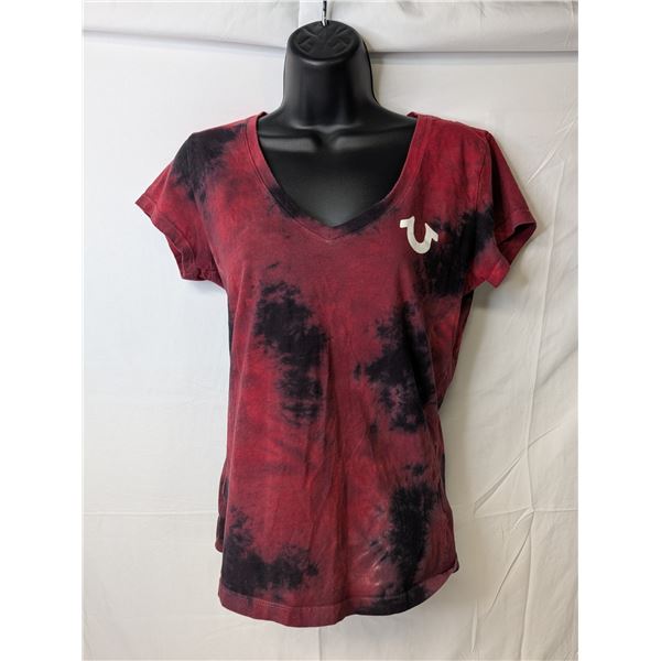 True Religion t-shirt burgundy tie dye logo