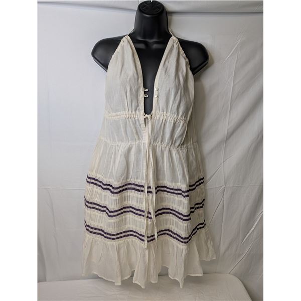 Jean-Paul Gaultier white halter dress with purple stripe