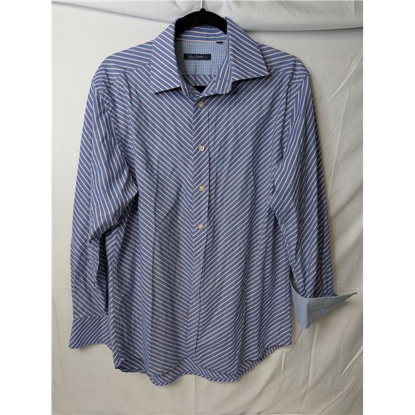 Robert Graham men's dress shirt blue with pink stripes