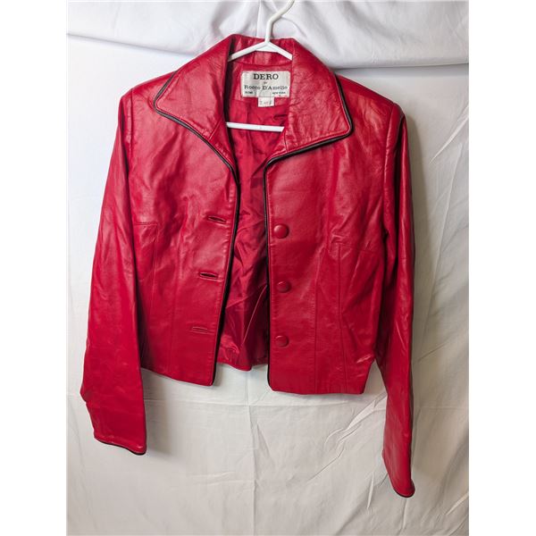 Dero by Rocco D'Amelio Vintage Red Leather jacket with black trim