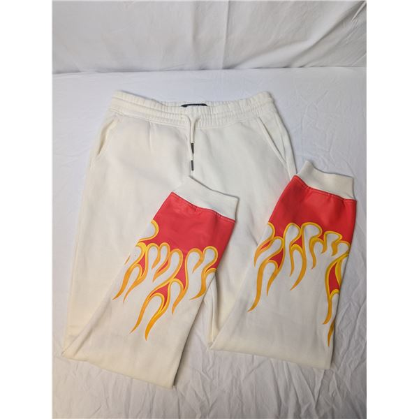 Arsenic youth track pants white with ankle flames