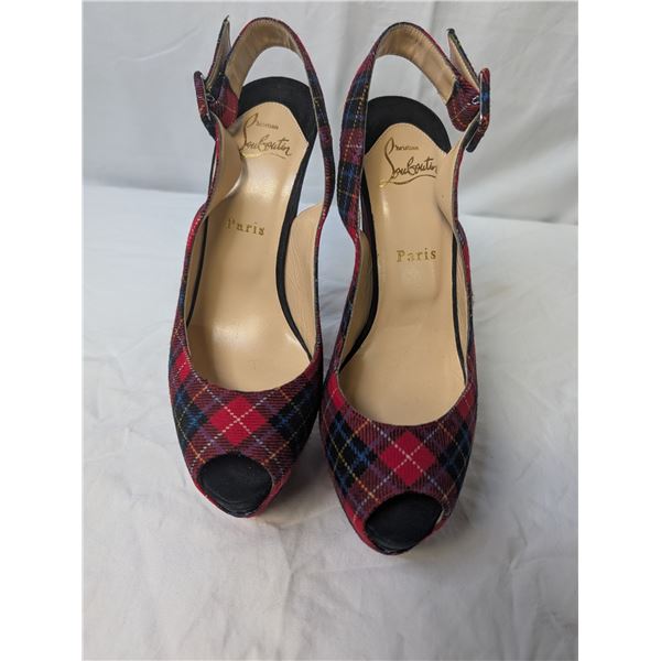 Christian Louboutin tartan flannel 160 slingbacks