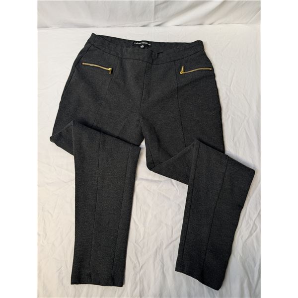 Catherine Malandrino pant legging dark gray with gold faux zippers