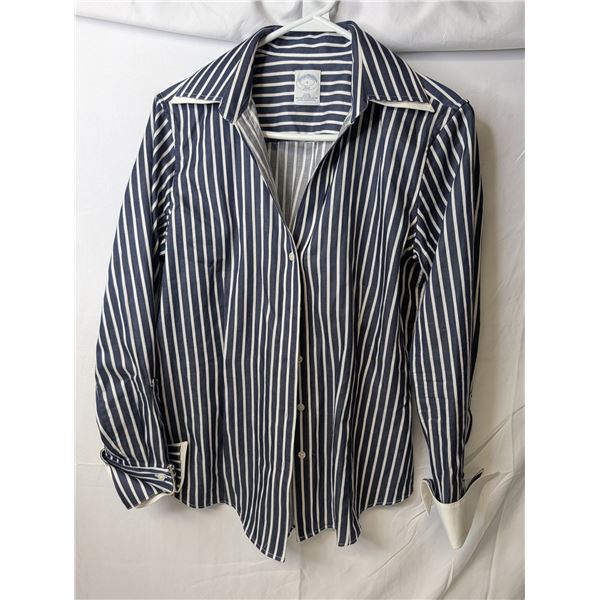 Brooks Brothers blouse, Navy and white pinstripe