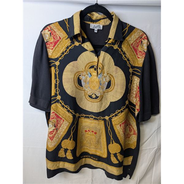 Hermes vintage men's polo 100% silk front