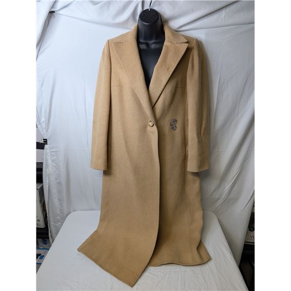 Louis Manley Vintage camel hair long coat with gem detail