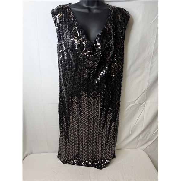Michael Kors sleeveless cowl neck sequin black dress