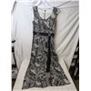 Image 1 : Cami Leboff Vintage sleeveless B&W sparkle floral pattern long dress