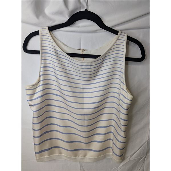 Hermes tank top cream with blue stripe silk blend