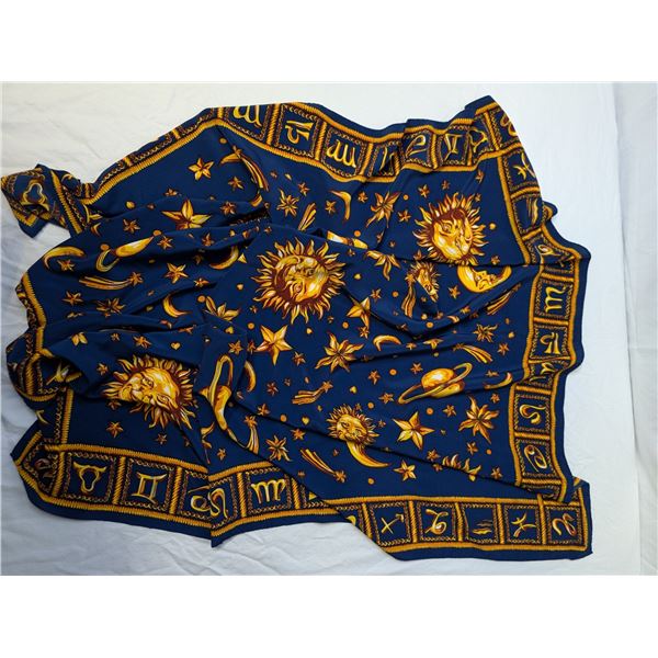 Versace blue and gold astrological scarf