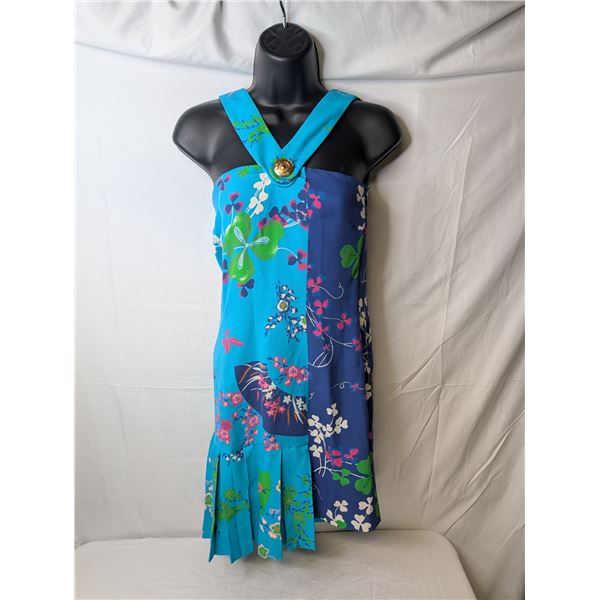 H&M Versace Blue Multi-Print with pleats dress