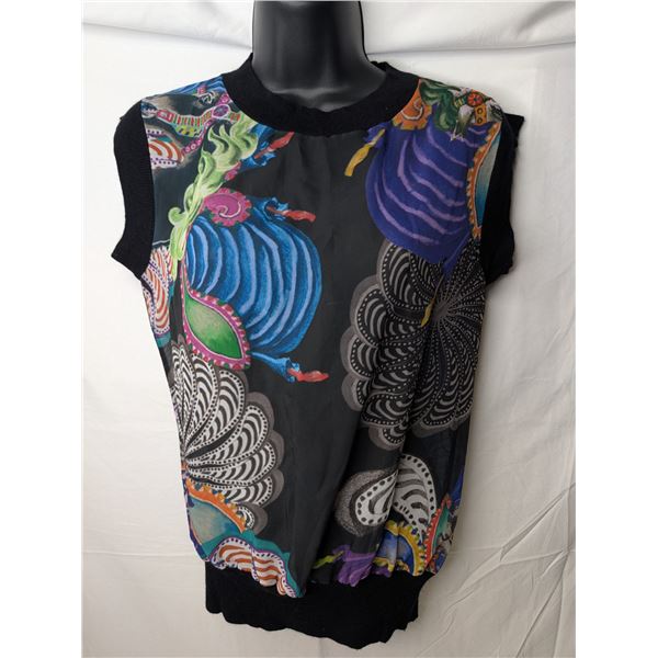 Ted Baker short sleeve sheer top multi pattern