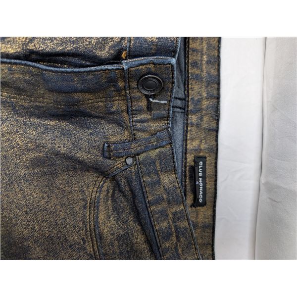 Club Monaco skinny jeans shiny blue gold
