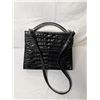 Image 1 : Black crocodile leather handbag