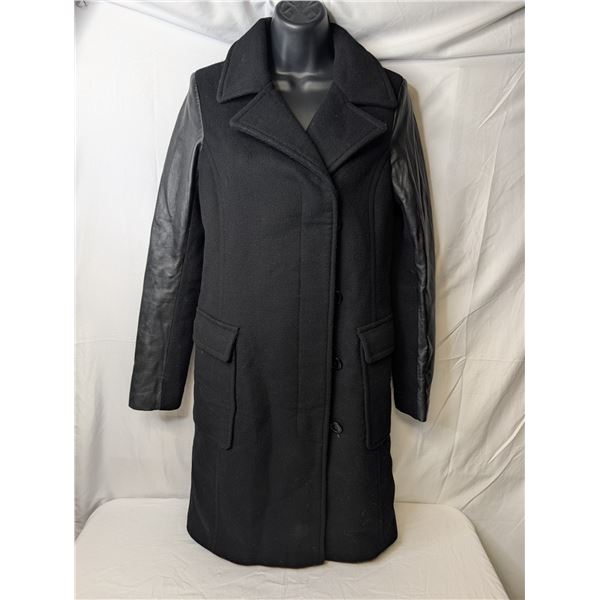 Daniel leather sleeved coat/wool body