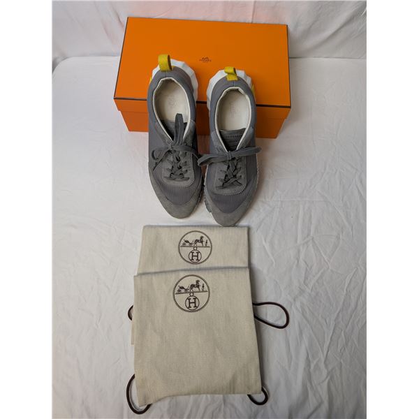 Hermes men's bouncing sneakers gray with yellow H