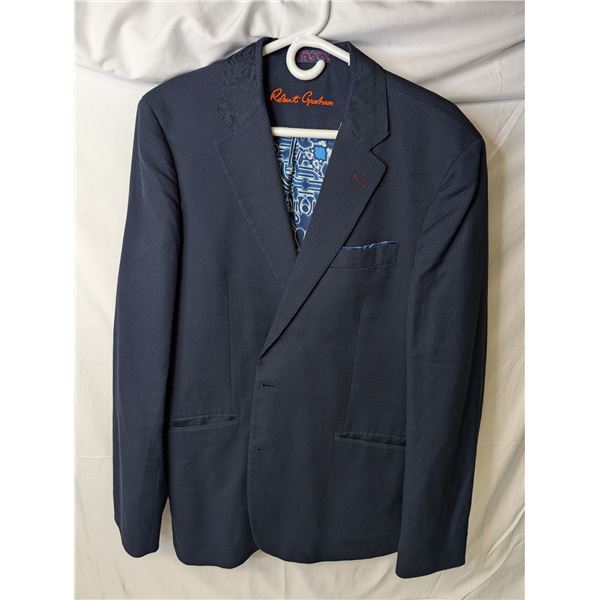 Robert Graham men's Blazer navy blue with detailed pattern collar