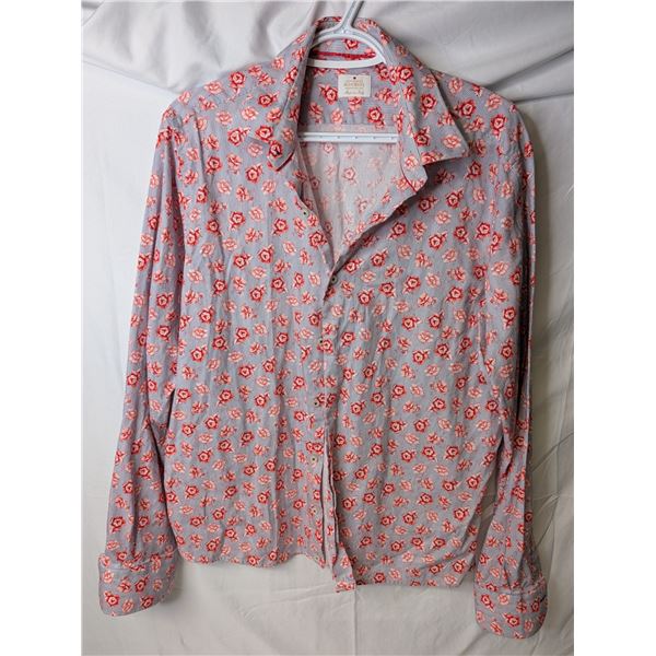 Giovanni Rosmini White and blue pinstripe with red flowers shirt