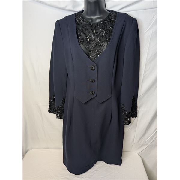 Badgley Mischka Navy and lace dress