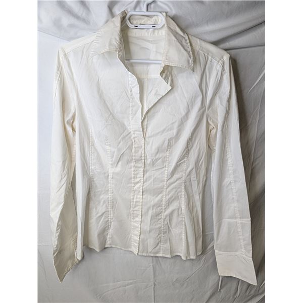 Hugo Boss women's white blouse with zipper detail