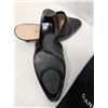 Image 4 : Chanel black leather 'Double C' mules