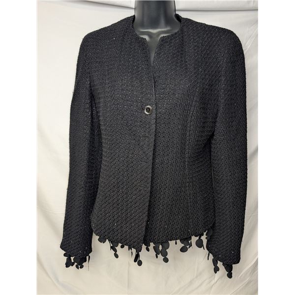 Feraud Blazer Black Tweed with Fringe