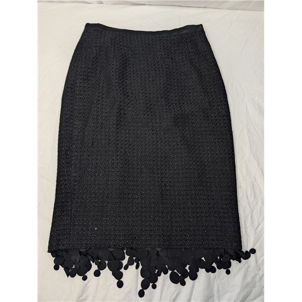 Feraud Skirt Black Tweed with Fringe