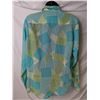 Image 3 : Halston button up blouse blue green square pattern