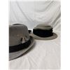 Image 3 : Set of three hats - BDG grey fedora, black felt w/Blk ribbon, grey felt w/Blk velvet band