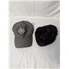 Image 1 : Lot of two hats - Halston black roll rim hat with sequins/NWT Danier Leather ball cap w/jewels