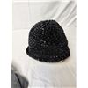 Image 7 : Lot of two hats - Halston black roll rim hat with sequins/NWT Danier Leather ball cap w/jewels