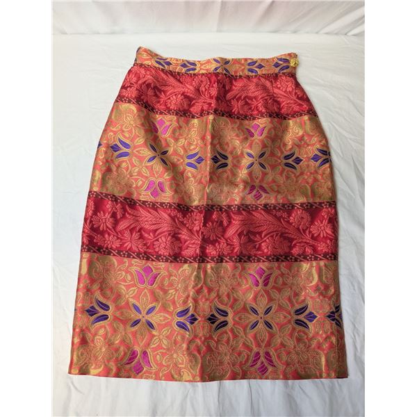 Christian Lacroix pencil skirt iridescent gold pink, purple