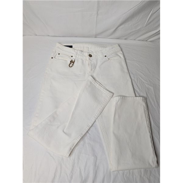 Gucci Jeans white skinny with gold tone clip
