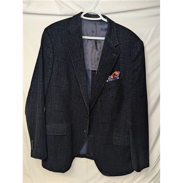J Gregory men's jacket Navy plaid velvet with pocket square