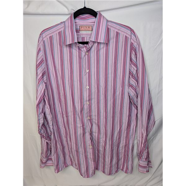 PINK men's dress shirt pink stripes