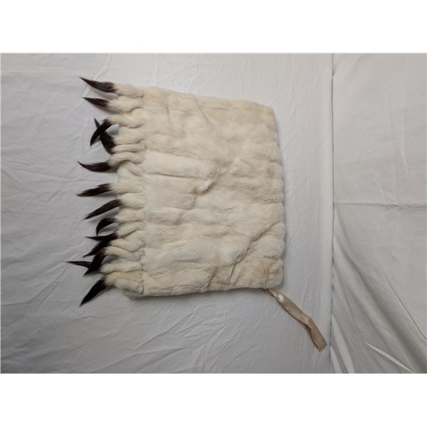 Vintage handmuff white fur (mink?) brown tails