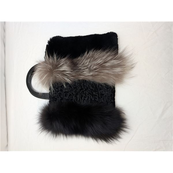 Vintage Real Fur handbag black
