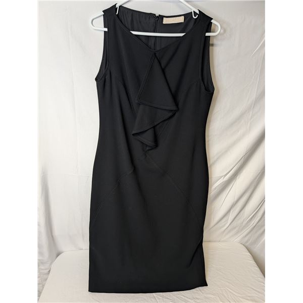 Valentino sleeveless black dress ruffle detail